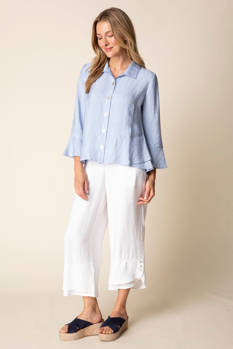 Soft Rayon Jacquard Flounce Shirt - 30713