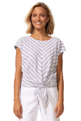 Seaport Stripe Tie Front Top - 32353