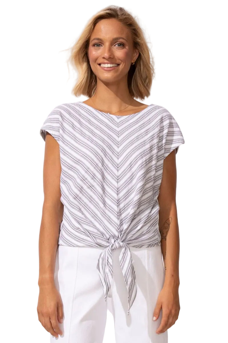 Seaport Stripe Tie Front Top - 32353