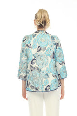 Floral Embroidered Jacket in Blue/Multi - 6097J-BLU - Size XL