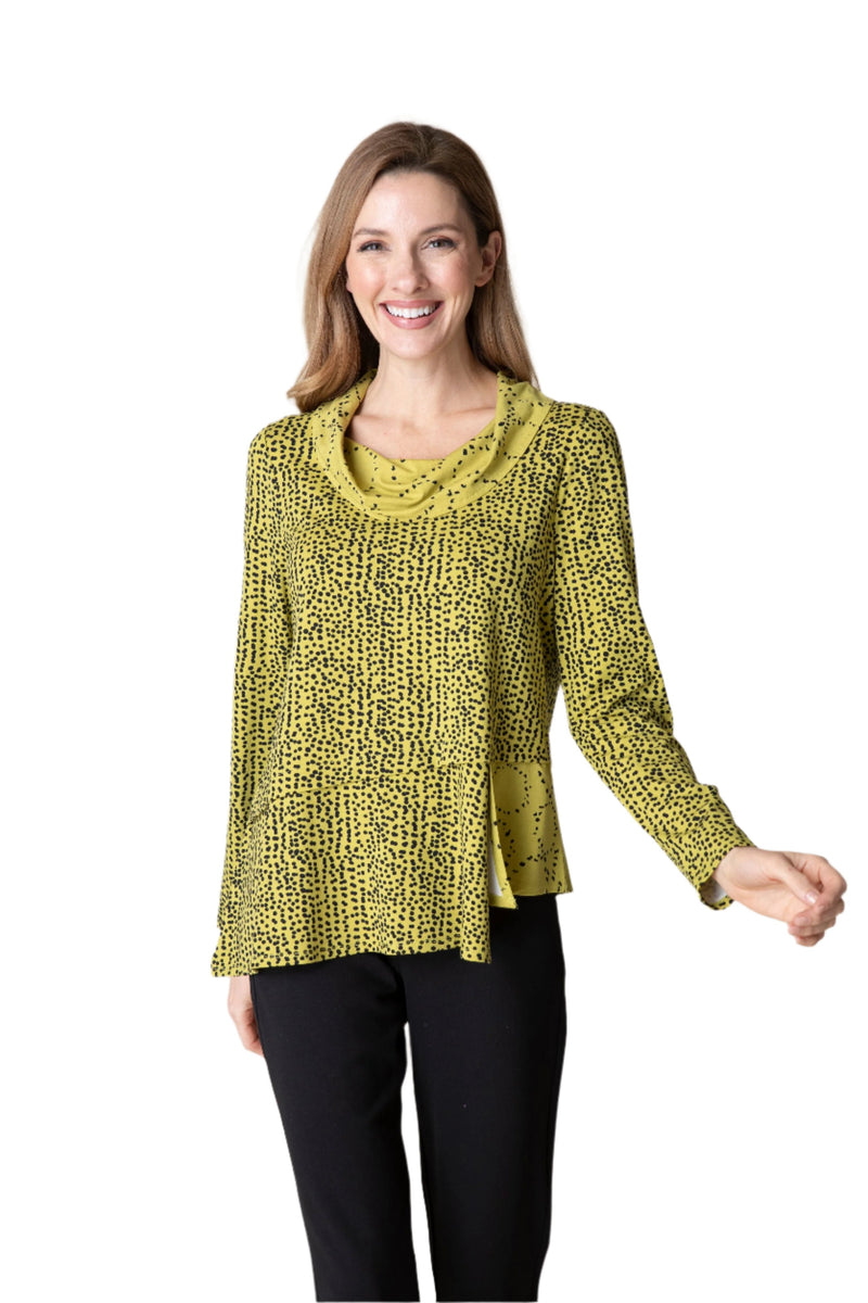 Habitat's  "Core Travel" Mixed Dot Print Drape Cowl Top - 55512