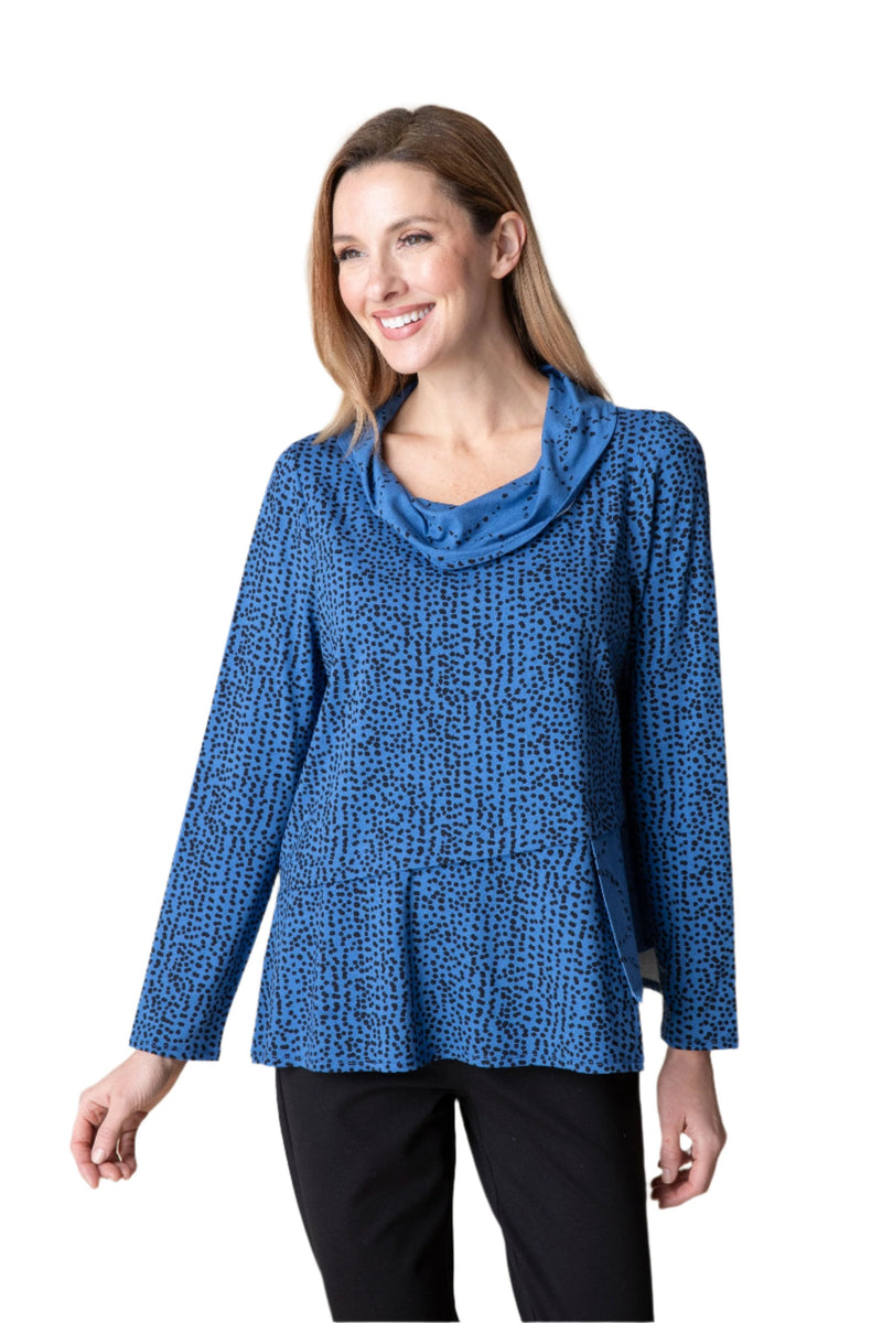 Habitat's  "Core Travel" Mixed Dot Print Drape Cowl Top - 55512