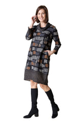 Express Travel Fine Lines Drape Collar Dress - 35085