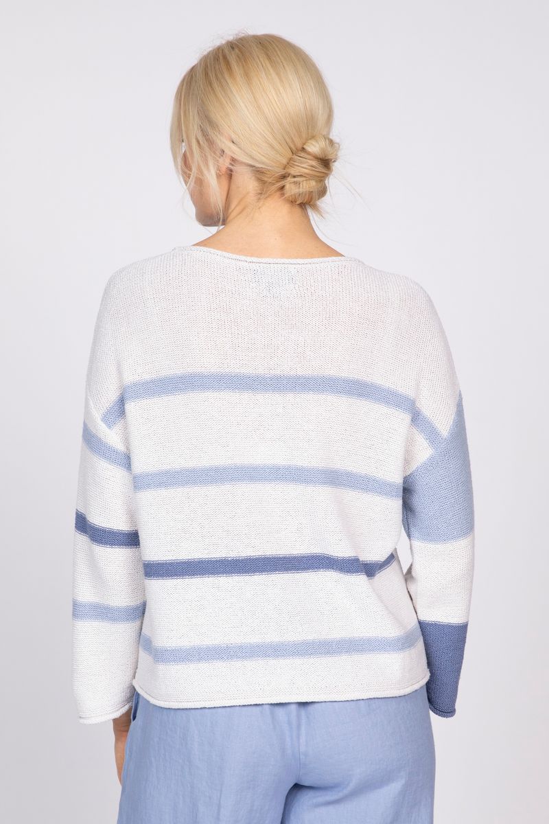 Color Block Split Stripes Sweater - 820702