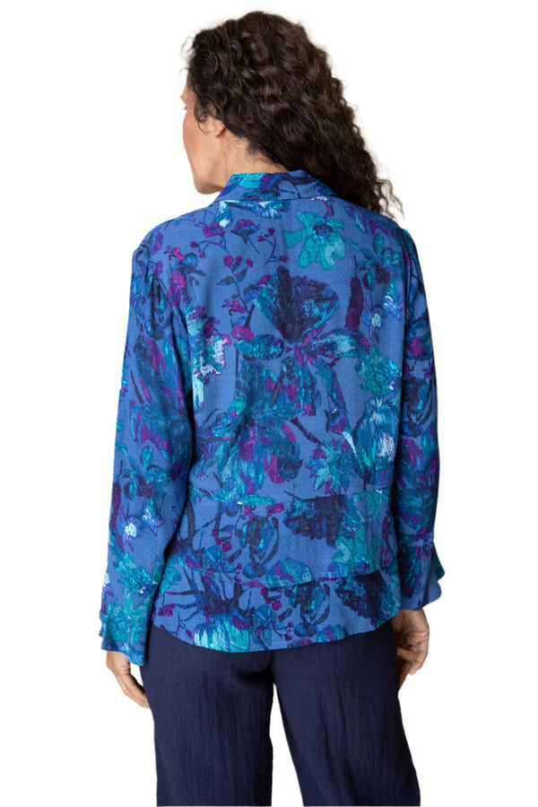 Habitat Viscose Rayon Crepe Flounce Shirt in Cobalt - 34220-COB