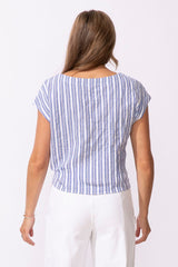 Seaport Stripe Tie Front Top - 32353