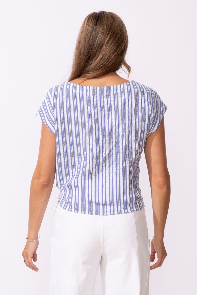 Seaport Stripe Tie Front Top - 32353