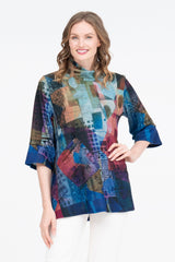 Musical Notes Sweater Knit Tunic in Blue/Multi - 9218