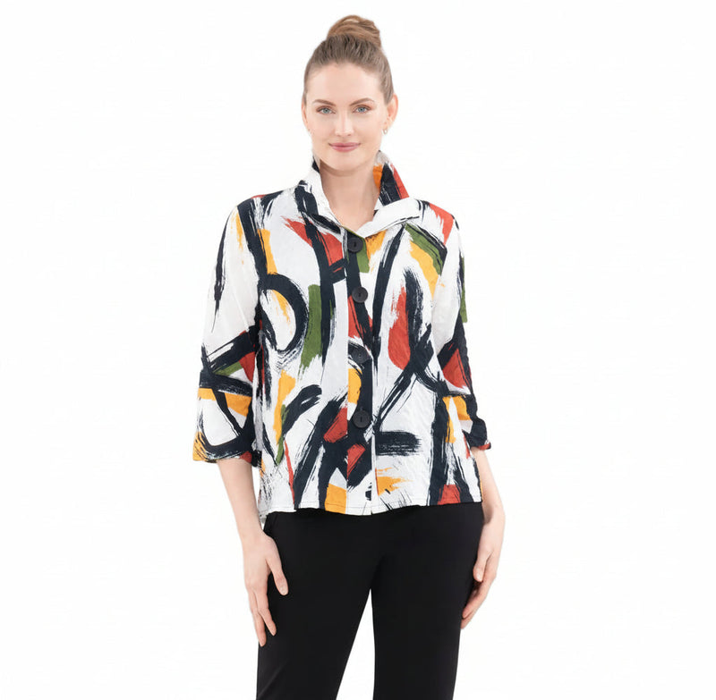 Abstract Brushstroke Print Jacket - 5063