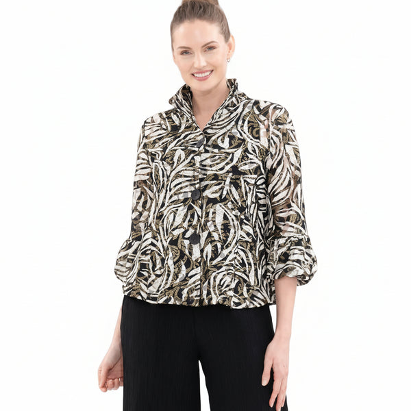 Glittered Lace Mesh Jacket - 2493-BLK