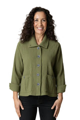 Textured Cotton Button-Front Jacket - 45115