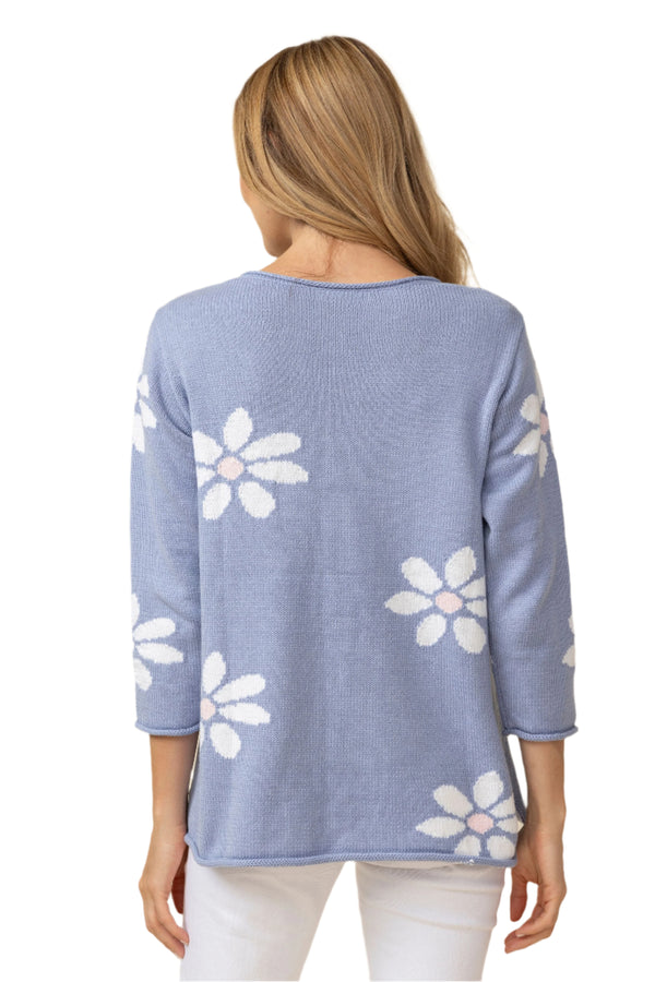 Daisy V-Neck Tunic in Hydrangea - 83889-HYN