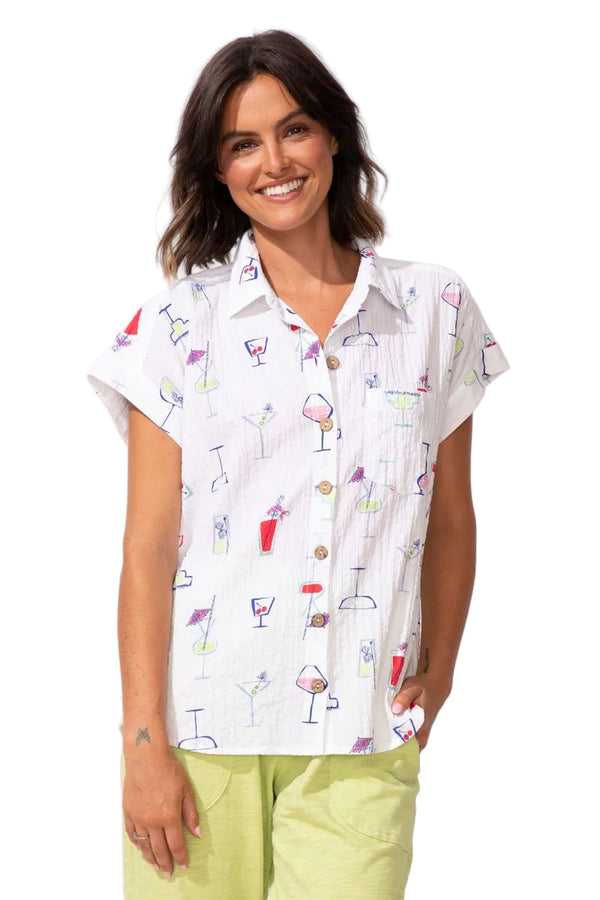 Cocktails Short Sleeve Button Down - 12310