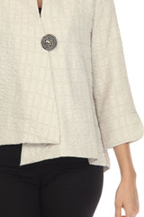 Simply Elegant One-Button Jacquard Jacket in Champagne - 6288J-TP