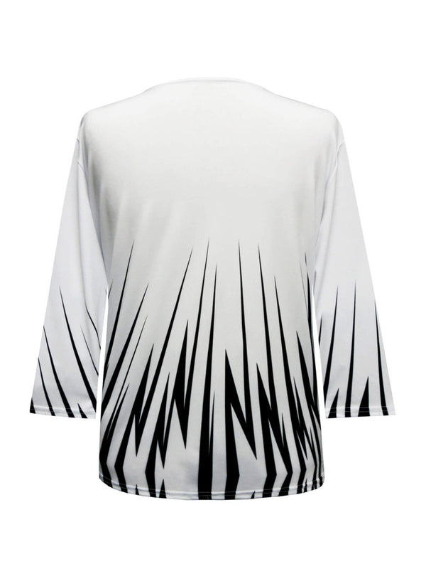 Valentina Sparkle-Print V-Neck Top in White & Black - 25783-WHT