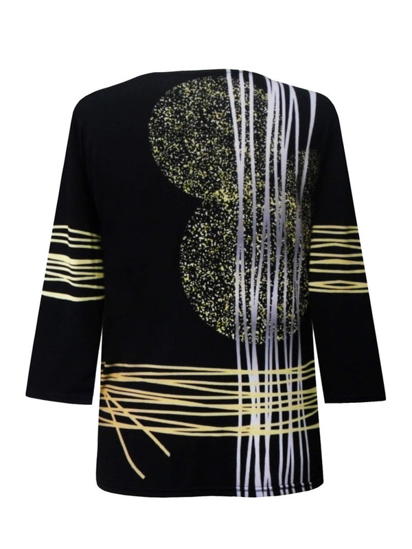 Valentina "Golden Dots & Lines" V-Neck Print Top - 30111