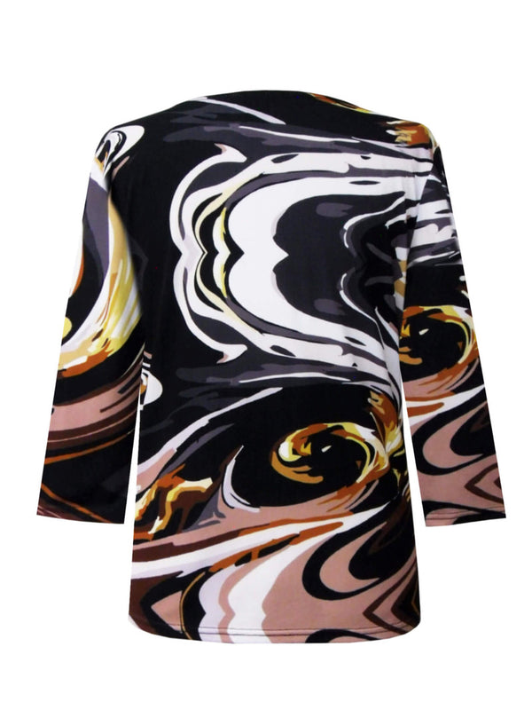 Abstract Print V-Neck Top - 31632