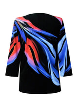 "Blue Flame" Print V-Neck Top - 31671