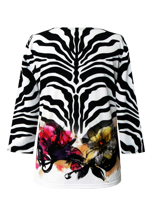 "Zebra" V-Neck Print Top  - 32415