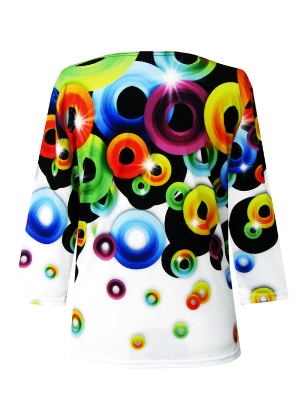 "Bubbles" V-Neck Print Top  - 33189