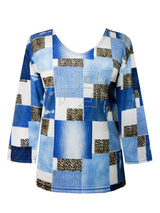 Wild Patch V-Neck Print Top - 34079