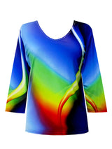 Colorwave V-Neck Print Top - 35807