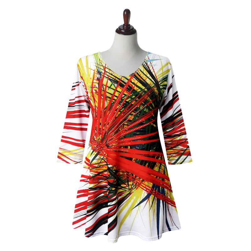 Valentina Sunset Sparkle" Abstract Print V-Neck Tunic - 25720