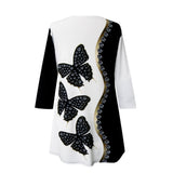 Valentina Butterfly Print V-Neck Tunic in Black/White - 26474-TU - Size S Only!