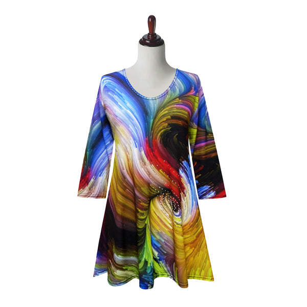 Valentina Abstract Swirl-Print V-Neck Tunic - 26732-TU