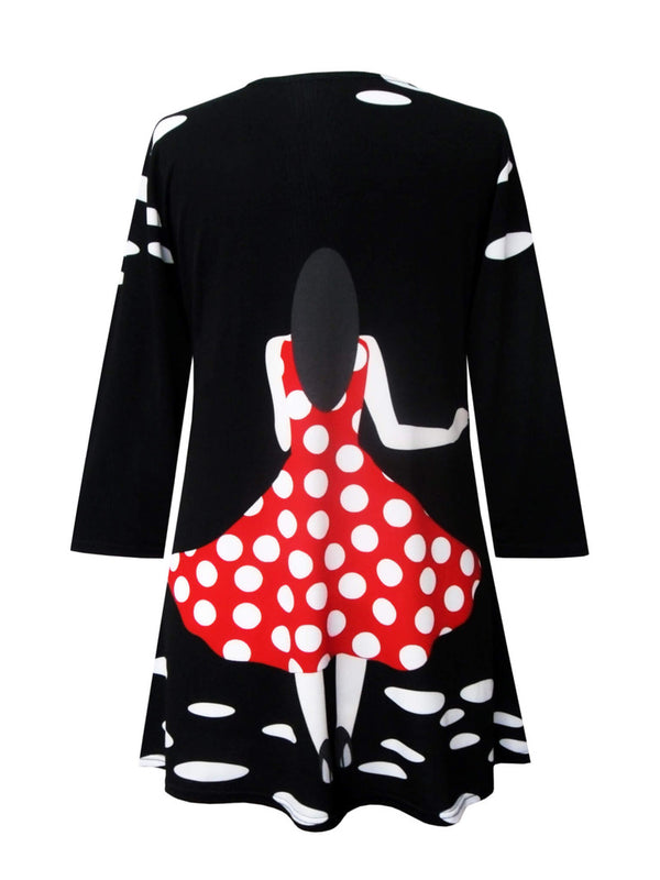 Valentina Polka-Dot Dress-Print V-Neck Tunic in Multi - 26789-TU