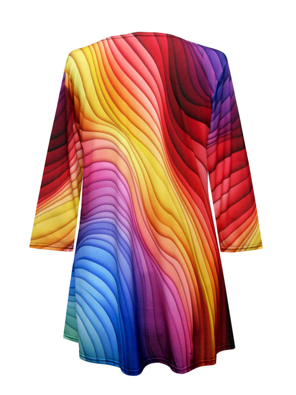 Valentina "Fall Wave" Print V-Neck Tunic in Multi - 26907-TU