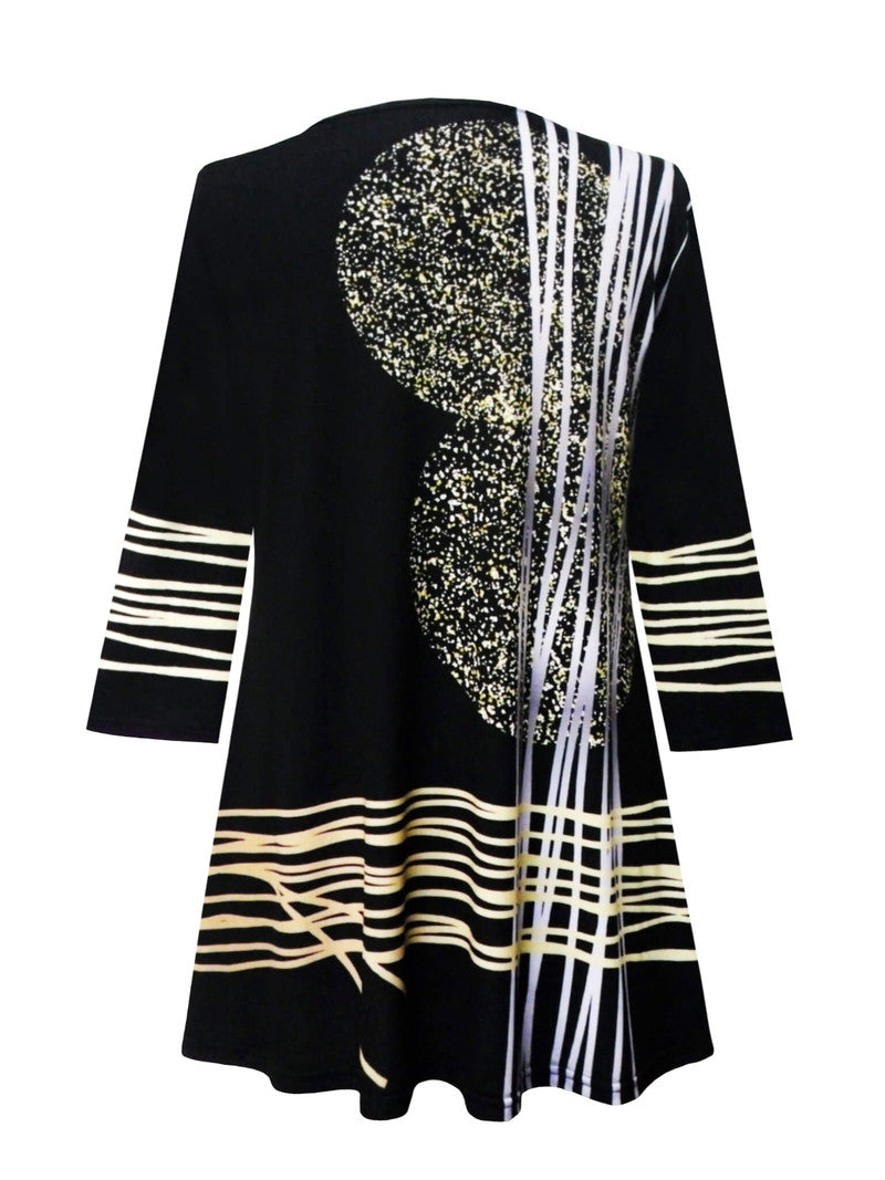 Valentina "Golden Dots & Lines" V-Neck Print Tunic - 30111-TU