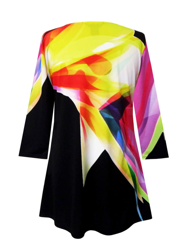 Color Splash Print V-Neck Tunic in Yellow Multi - 32112-TU