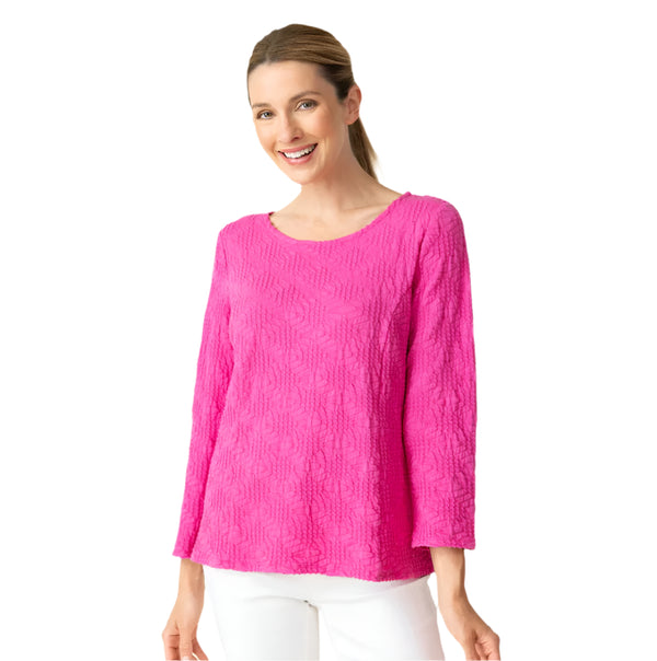 Sunburst Textured Boatneck Tee in Berry - 20715-BRY