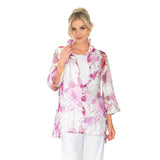 IC Collection Sheer Floral Hi-Low Blouse in Pink - 2277J-PNK