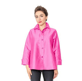 Solid Button Front Blouse In Fuchsia - 4442J-FS - Sizes S & XL Only!