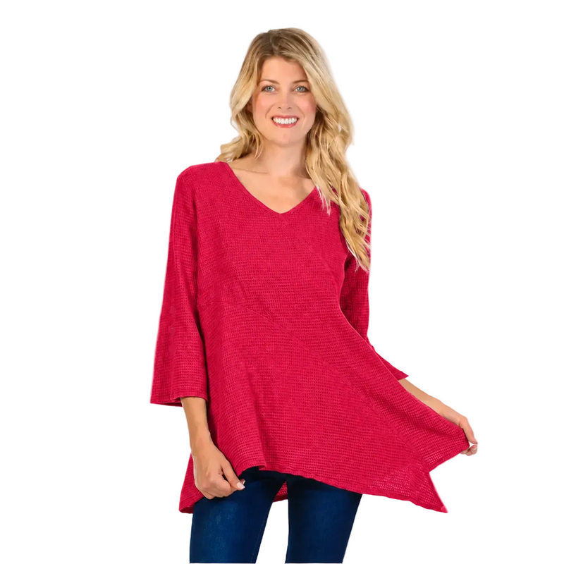 Lightweight Cotton Waffle-Knit Tunic in Pink Paradise - LW102-PNK