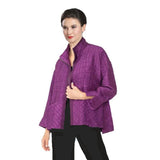 Playful Jacquard Drop Sleeve Jacket in Plum - 6920J-PLM