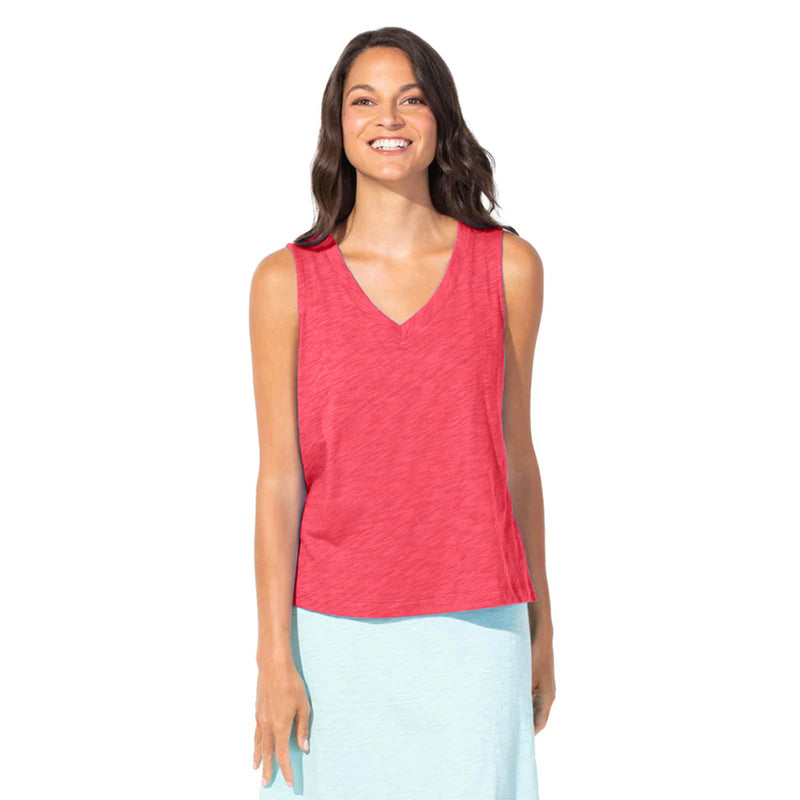 Textured Peruvian Cotton V-Neck Tank - 10014