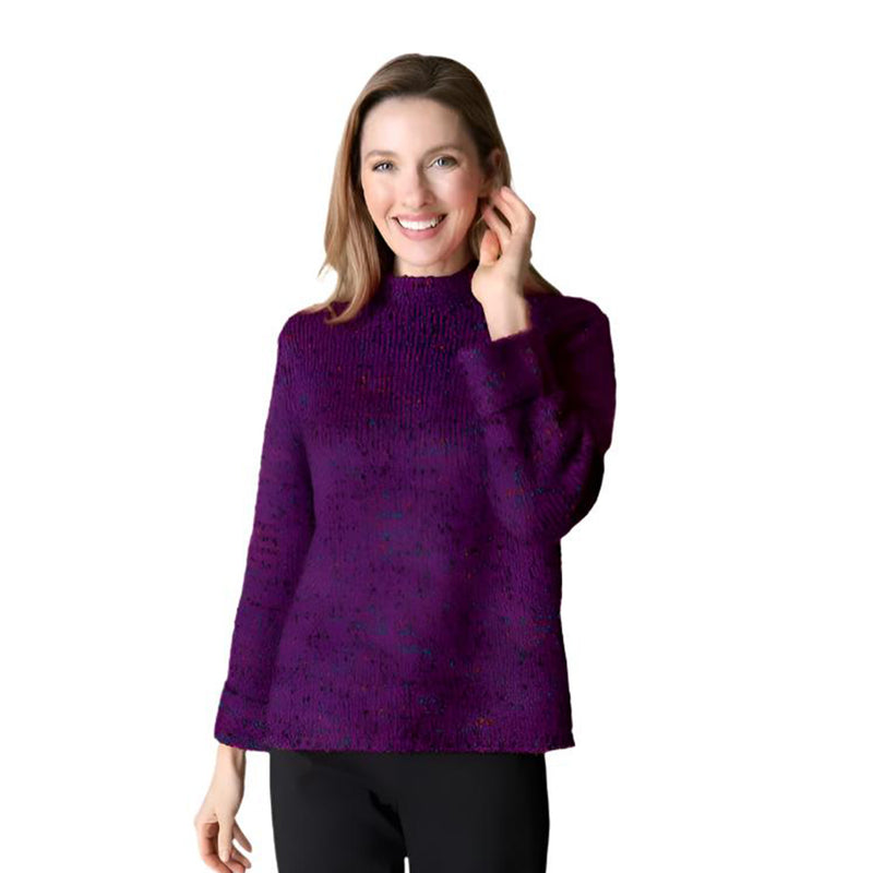 Habitat Confetti Yarn Funnel Neck Sweater in Plum - 89056-PLM