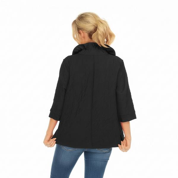 Button Front Blouse in Black - 3075SOL-BK