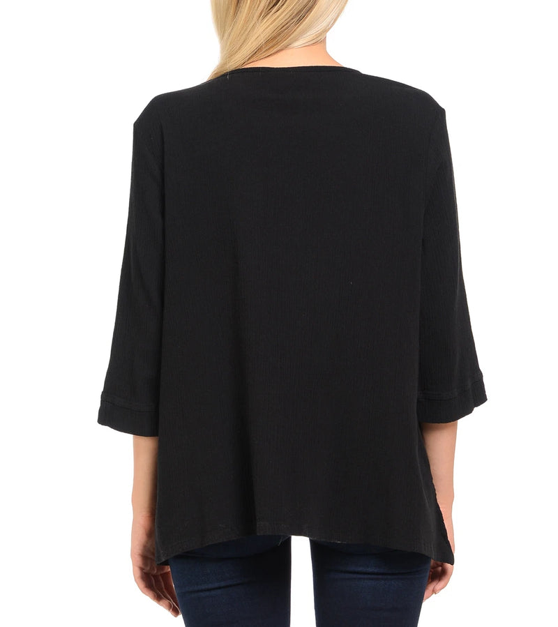 Asymmetric Cotton Tunic in Black - CG102-BLK