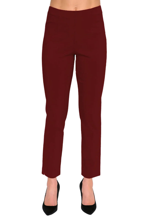 "Sasha" Pull-On Straight Leg Pant in Wine - SASH-WN