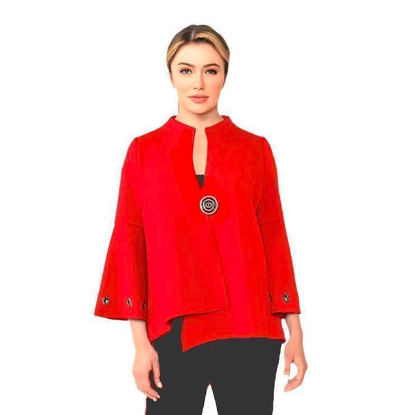 IC Collection Techno-Knit Asymmetric Jacket in Red - 4577J-RD