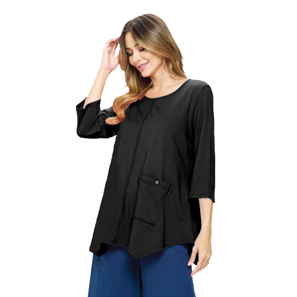 Focus Solid Soft Knit Tunic Top in Black - SC-116A-BK -