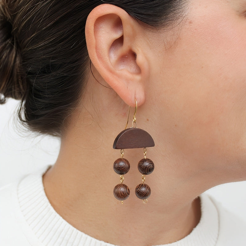 Cocoa Cascade Wood Earrings
