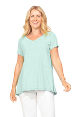 Easy Swing Shape Cotton V-Neck Tunic - 10022