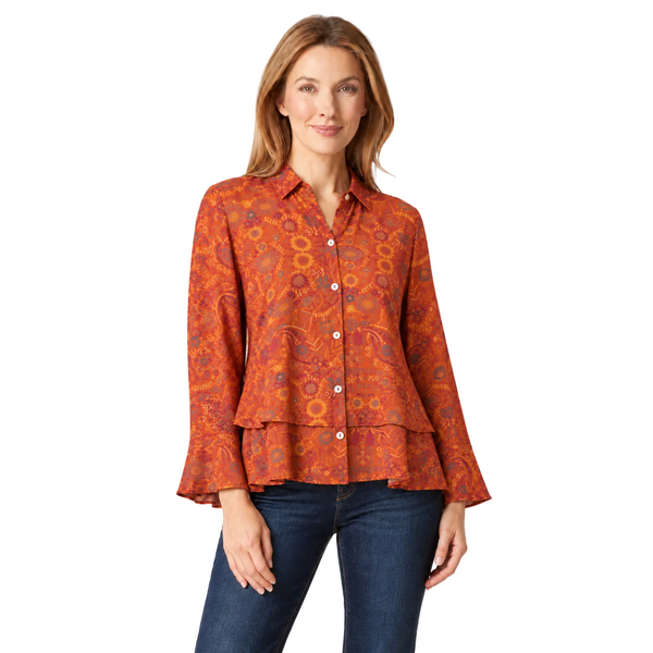 Viscose Rayon Crepe Garden Flounce Shirt - 39620