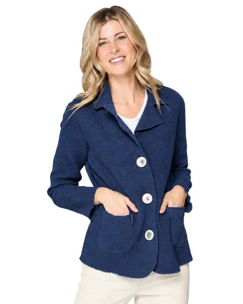 Textured Ribbed Cotton Blazer - ST401
