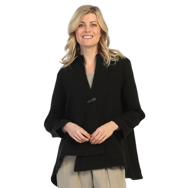 Asymmetric Waffle Jacket in Black - SW229-TOG